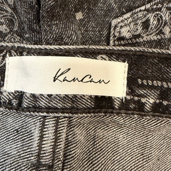 KanCan Paisley Print Denim Shorts Size 11 Black Acid Wash Edgy Western New - Picture 11 of 15